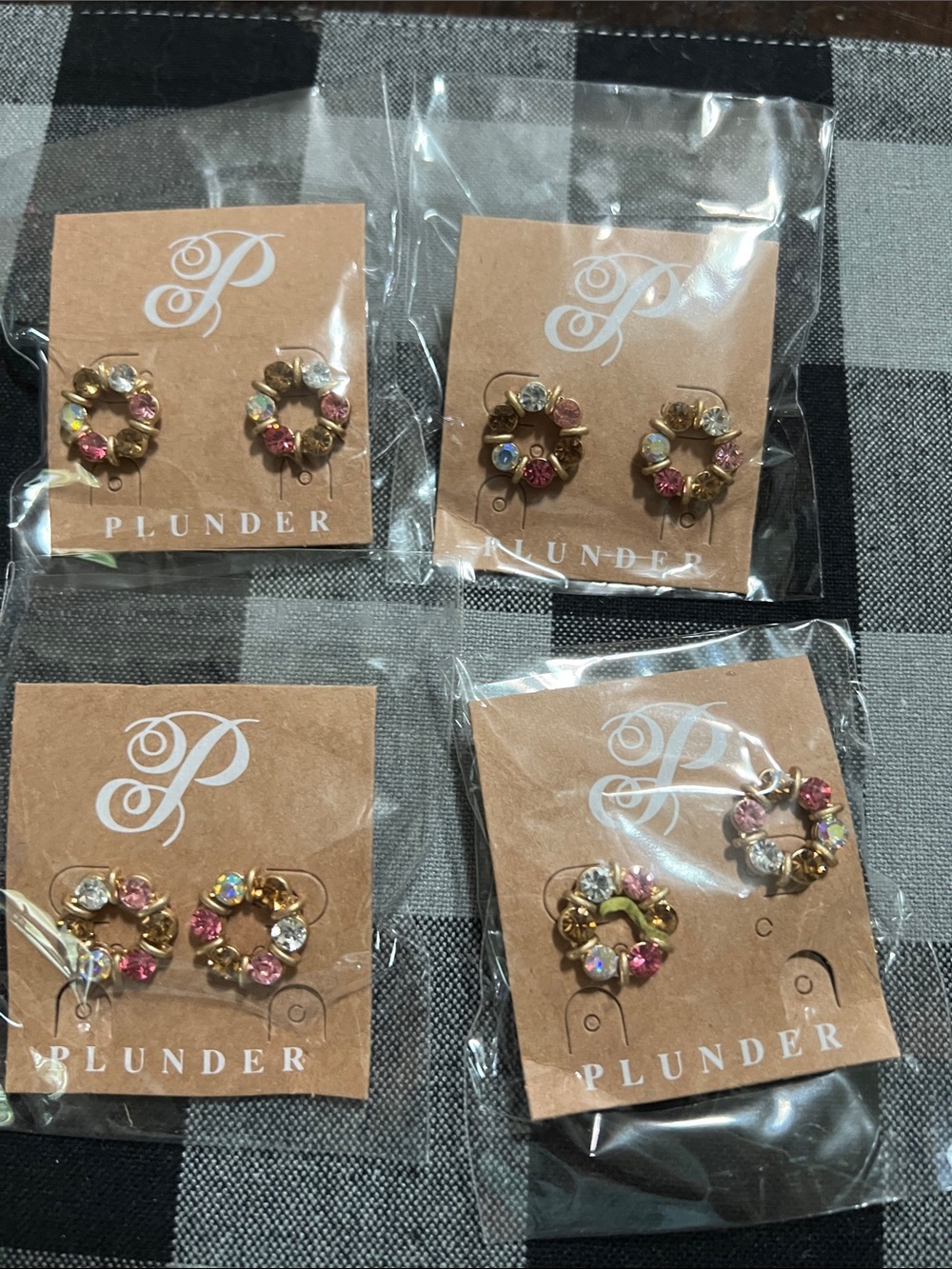 New Plunder RESELLER BUNDLE Gold Floral Hoop Earrings with Pink